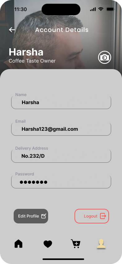 Coffee Mobile App Profile Layout 2
